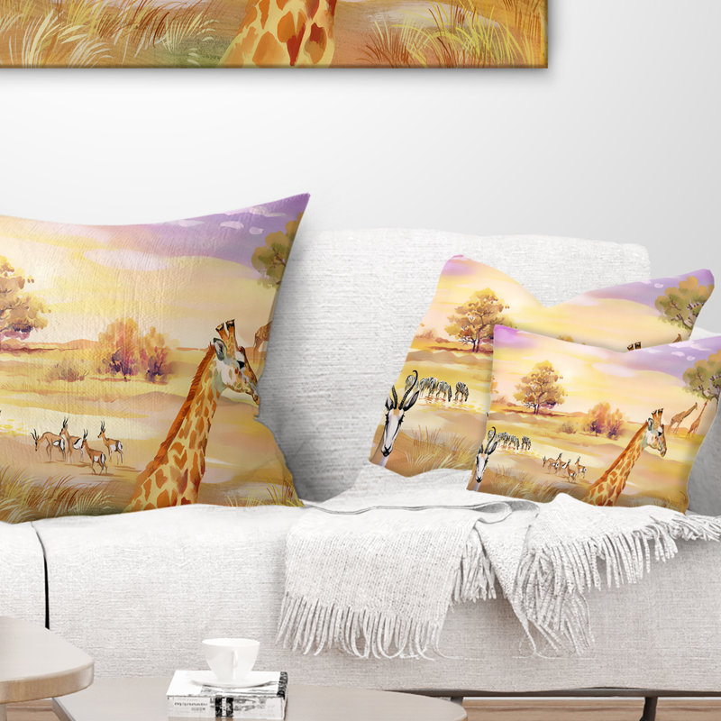 Coussin lombaire savannah d’illustration de la faune sauvage