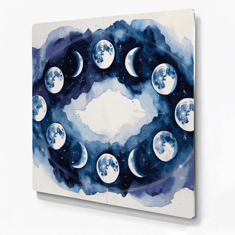 Art mural en métal beige Sci Fi Moon