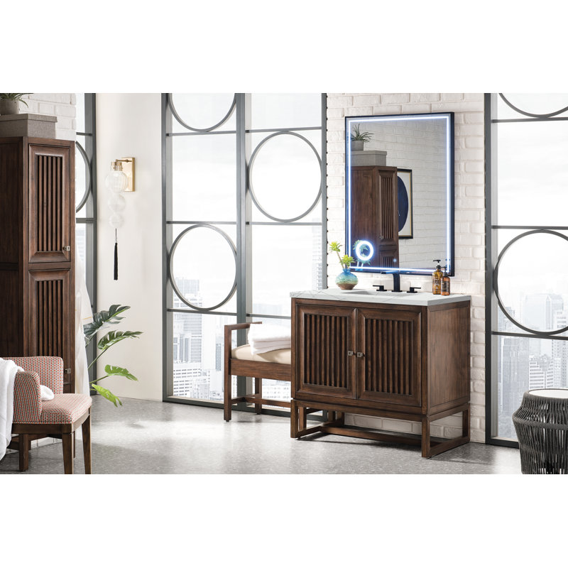 Athens 36'' W Single Vanity, Ethereal Noctis, 8" Widespread, Glossy White