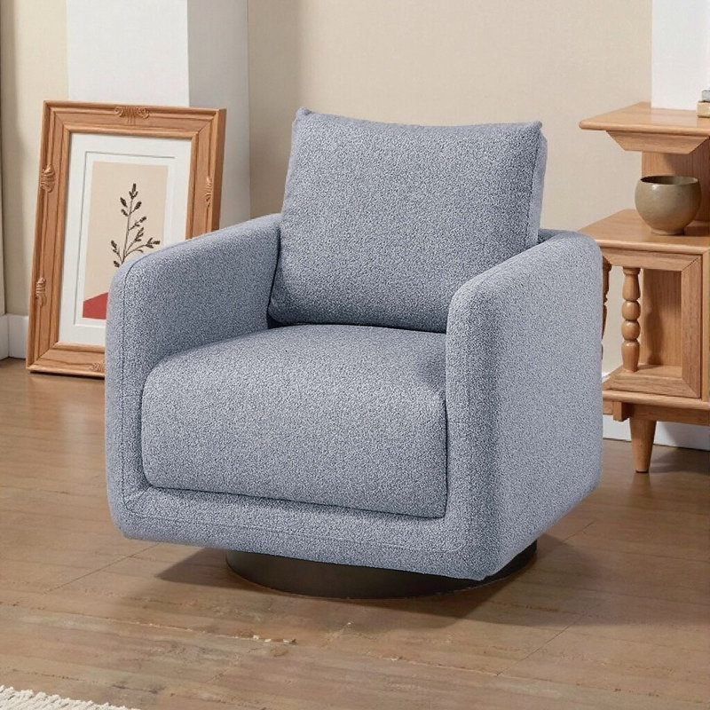 Fauteuil d'appoint pivotant à 360 ° - Confort moderne et base en bois massif, Gris