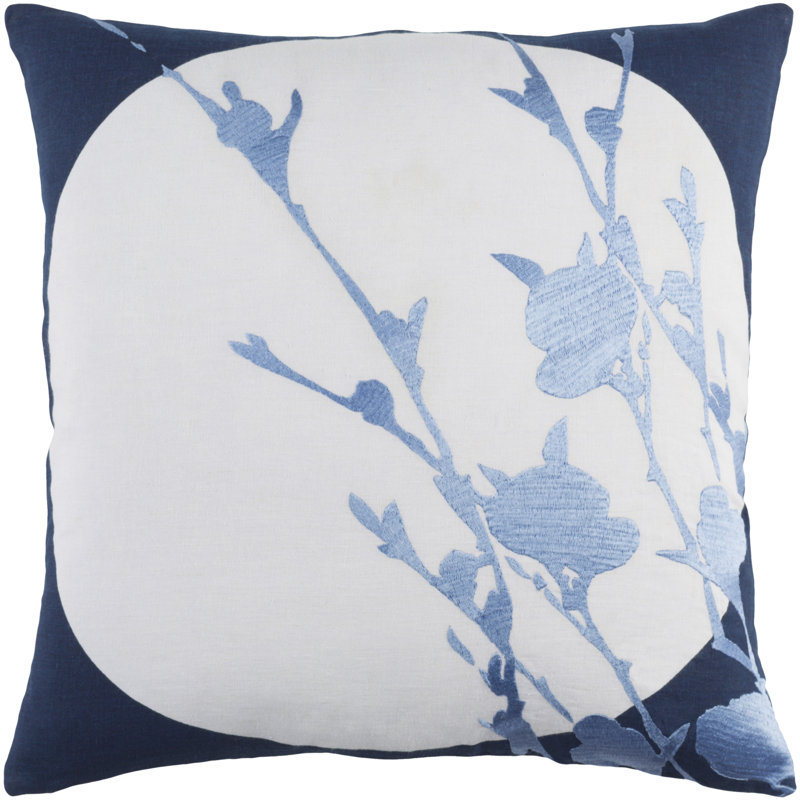 Flying Colors Harvest Moon Linen Throw Pillow, 22" H x 22" W x 5" D, Navy/Pale Blue/Bright Blue