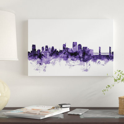 «Sacramento, California Skyline» par Michael Tompsett, reproduction sur toile tendue sur châssis