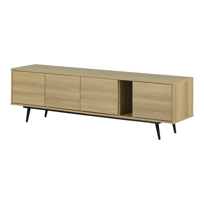 Natural Ash 71" TV Stand with Cabinets and Shelves