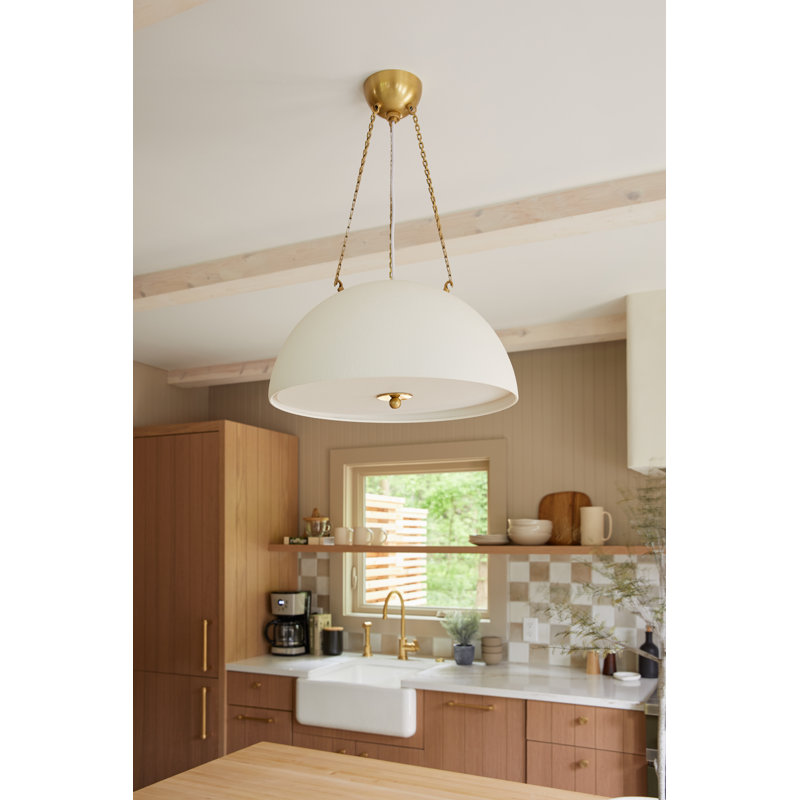 4 - Light Aged Brass Pendant, 3