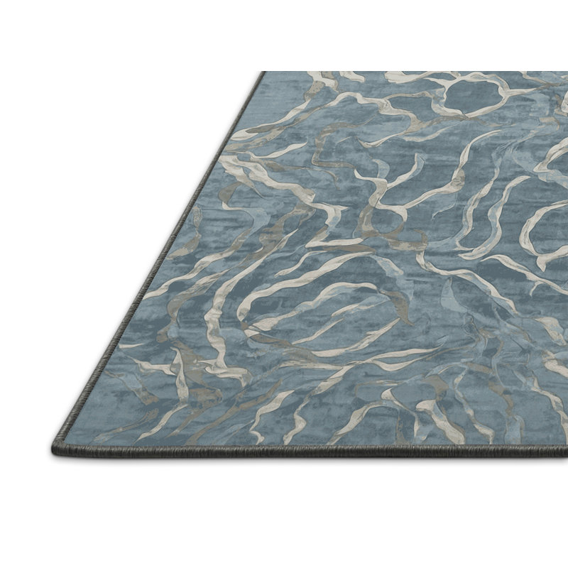 Tapis gris soyeux et moelleux, Rectangle 8 pi x 10 pi