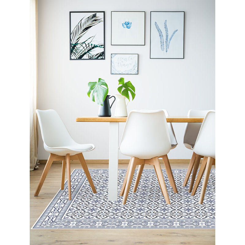 Abreona Vinyl Machine Printed Area Rug, Rectangle 4'4.4" x 6'6.7"