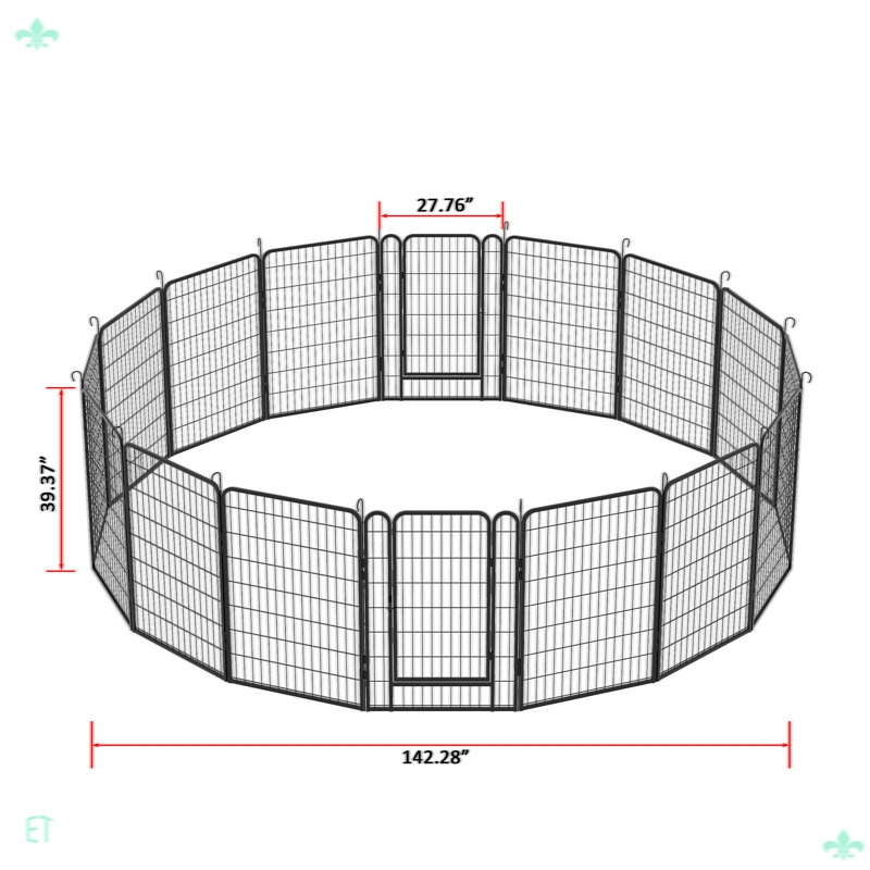 Enclos pour chien pour l'extérieur, H 39,29 po x l 108,19 po x P 108,4 po