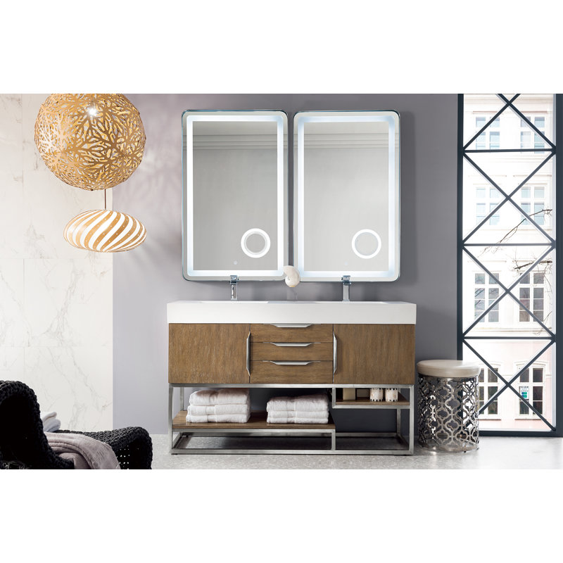 Columbia 59'' W Double Vanity, Matte Black, Latte Oak, White