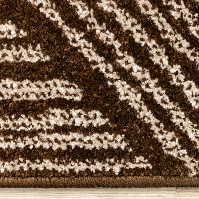 Tapis d'intérieur contemporain rayé brun moderne, 7 pi 10 po x 10 pi 6 po