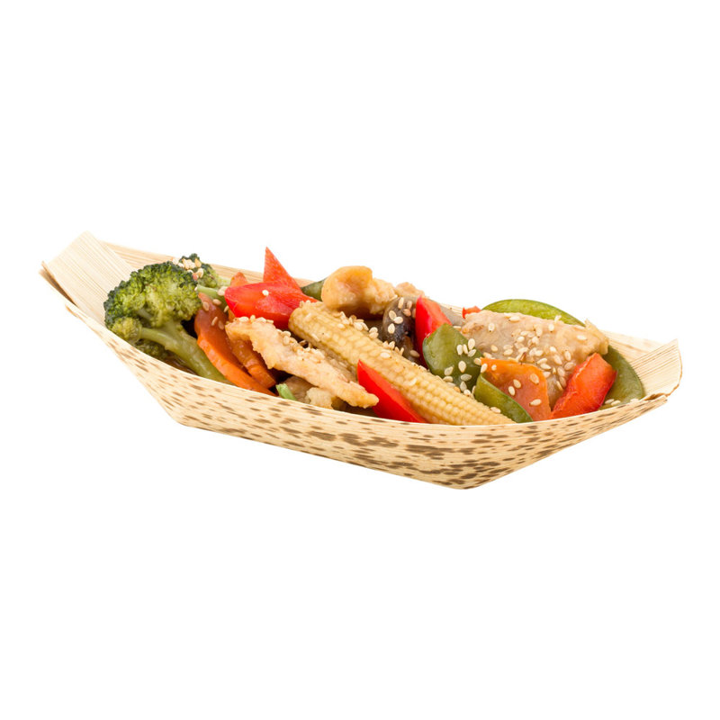 Restaurantware-7.25 Inch Disposable Bamboo Tableware, 100 Bamboo Boats - Premium Round, Natural Bamboo Premium Bamboo Plates, Medium, For Parties Or Catering