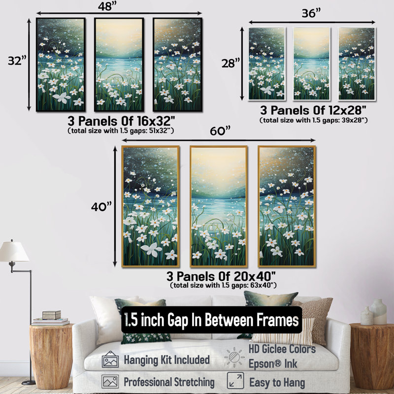 Ensemble de décorations murales Snowdrop Flowers Field In Winter II - Snowdrops, H 40 po x l 60 po x P 1 po
