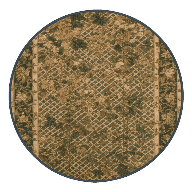 Tapis brun lavable à la machine, Rond 5 pi
