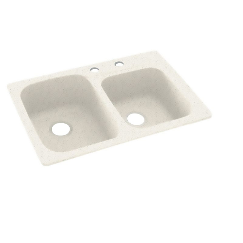 33'' L Mounting / Installation Required Double Bowl Solid Surface Kitchen Sink, 2 Hole 2C, Tan
