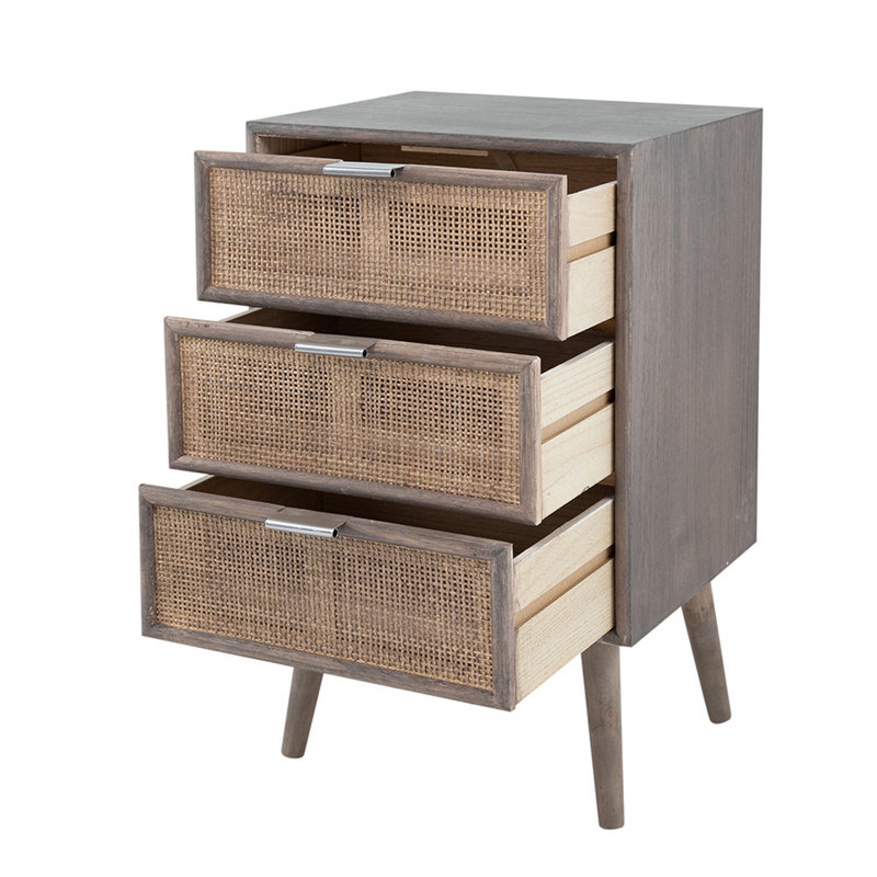 Commode 3 tiroirs l 14,5 po Bianco, Gris foncé