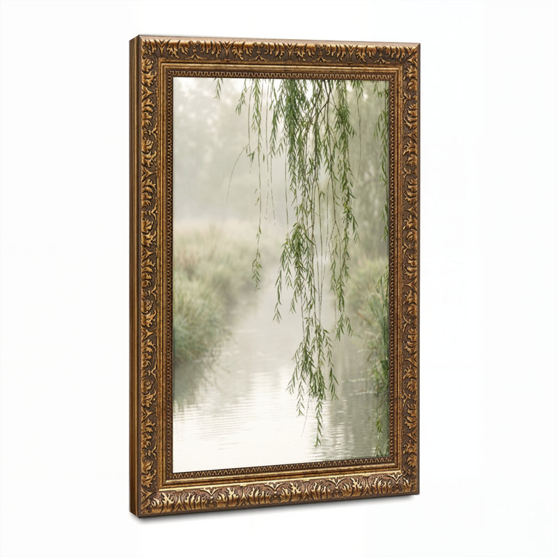 Art mural en toile noyer doré encadré pour salon, chambre à coucher, bureau ou vestibule - décoration murale décorative avec eau de saule