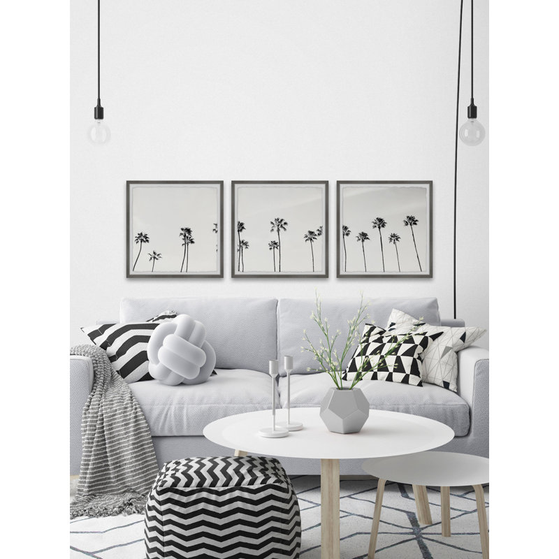 " B&W Coco Trees " 3 - Pieces, 18" H x 18" W