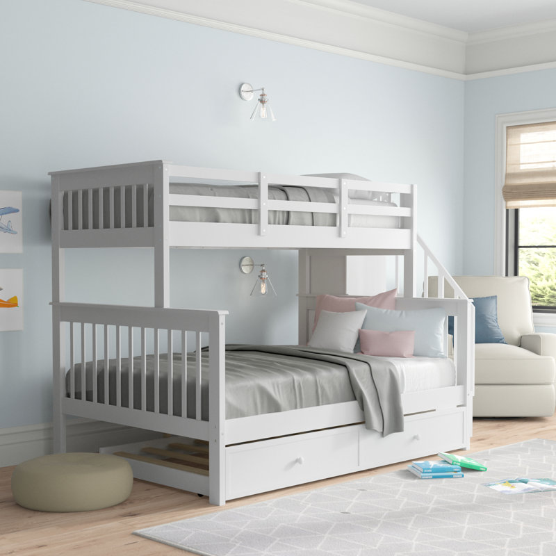 Alaina Twin Over Full Solid Wood Bunk Bed with Trundle by Three Posts™ Baby & Kids, White