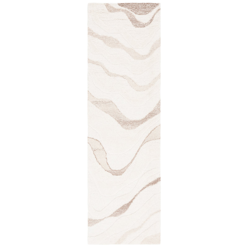 Jarran Hand Tufted Wool/Cotton Abstract Rug in Ivory/Beige, Runner 2'3" x 8'