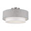Grand semi-encastré 3 lumières en nickel brossé avec abat-jour en tissu gris et blanc fabriqués à la main