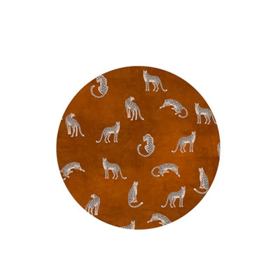 Izmir Multicolored Round Carpet With Tan Leopard Pattern