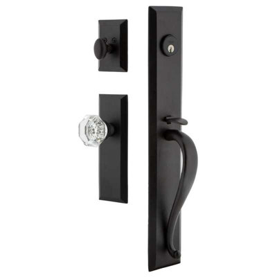 Ageless Iron Keep One-Piece Dummy Handleset with A-Grip and Keep Long Plate and Krystall Knob
