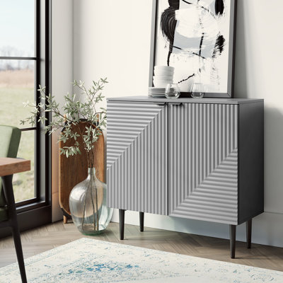 Arkayla 35" H 2-Door Fluted Accent Cabinet with Adjustable Shelves