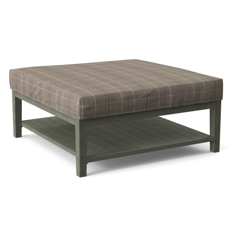 Hammond Square Ottoman, Taupe Plaid; 0126-73, Nickel Finish