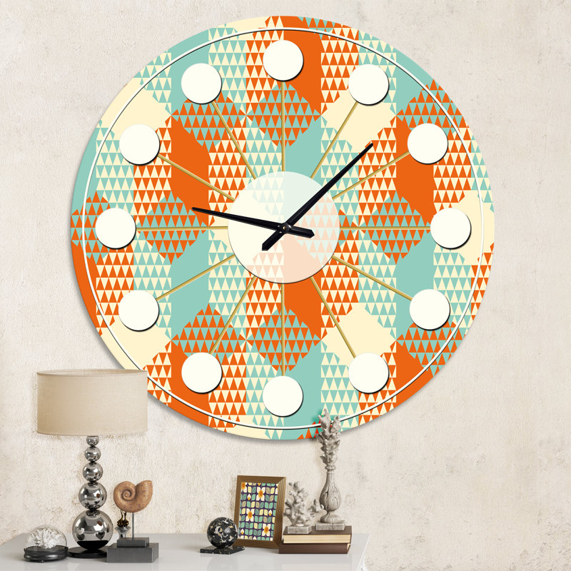 Horloge murale rétro Mid-Century, Petit, Orange