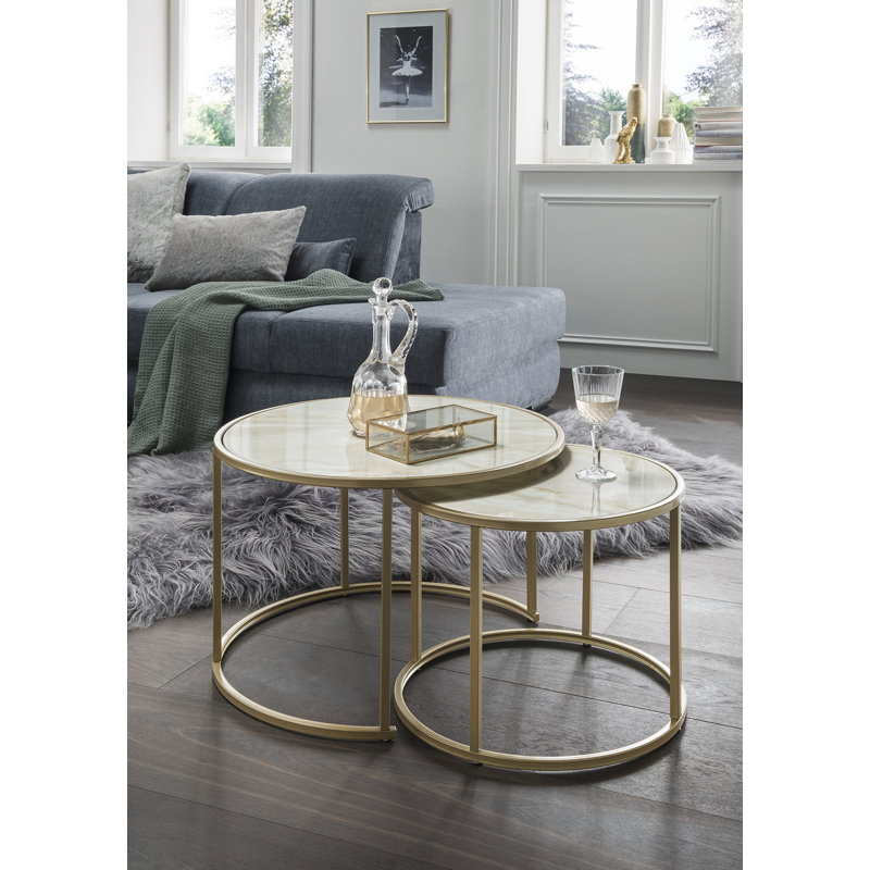 Strunk Frame Coffee Table, Marbled Beige