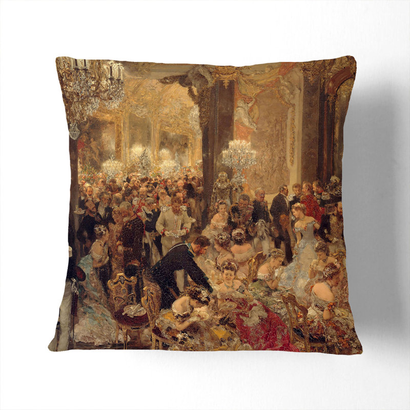 Dinner at the Ball Scatter Cushion, 55cm H x 55cm W x 20cm D, White