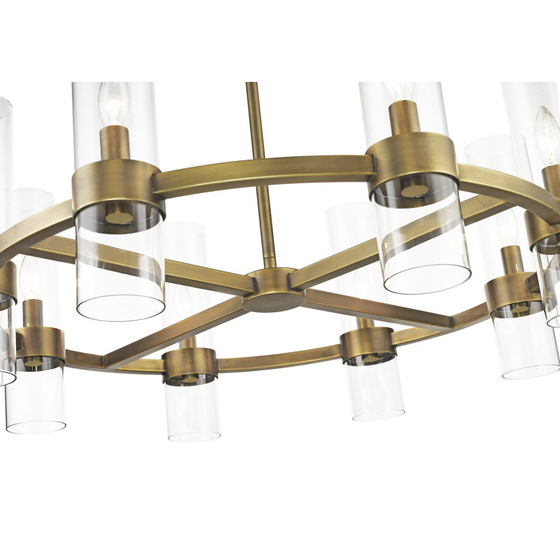 Lustre en roue de chariot à 8 lumières Fouges, Laiton frotté