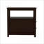Table basse brune avec 2 tiroirs Tablette ouverte, finition UV facile à nettoyer