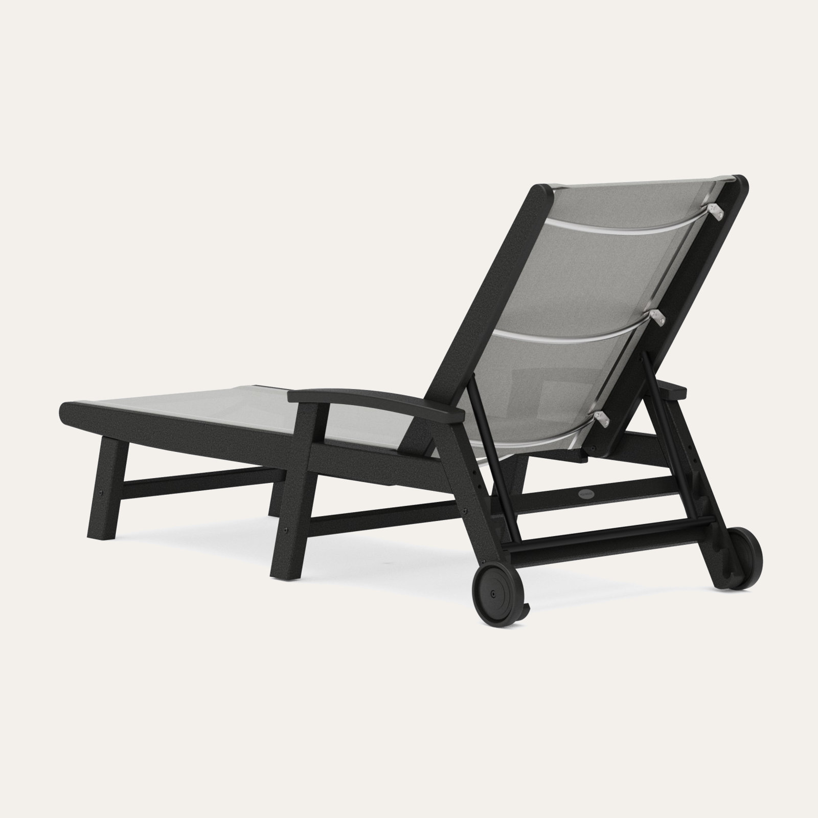 POLYWOOD Coastal Chaise with Wheels, Metallic, Black