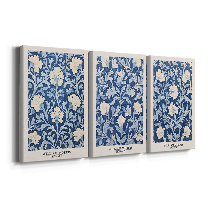 WM MORRIS Series DLXX  -Custom Wrapped Gallery Canvas - 3 Pieces, 12" H x 24" W
