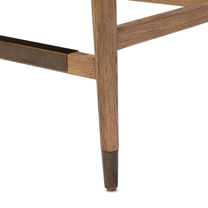 Waldon Stool, Counter Stool (27.68" Seat Height), Altair Sienna/Polyester, Drifted Oak/Brushed Brass