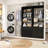 49.2" - 127.9" Wooden Wardrobe System with Adjustable Shelves and Drawers-104872218