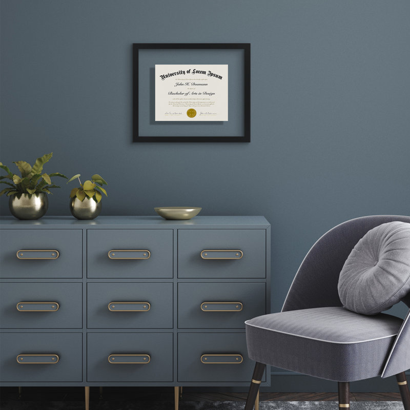 Saylem 12.5" x 15" Floating Picture Frame for Certificates and Diplomas - Black