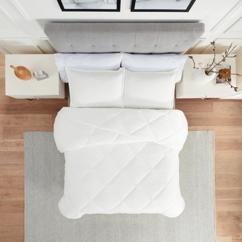 Full/Queen Comforter Set White, Full Comforter + 2 Standard Shams, Bright White