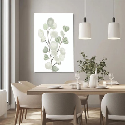 1Pc Framed Canvas Poster Print Eucalyptus Leaves, Plant Branches, Watercolor Realistic Style Wall Art, Wall Decor, Perfect for Room Decor Living Room