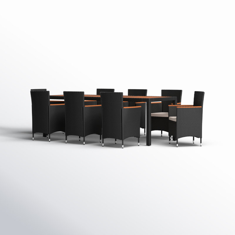 Callan Rectangular 8 - Person 73.62" Long Dining Set with Cushions, Black
