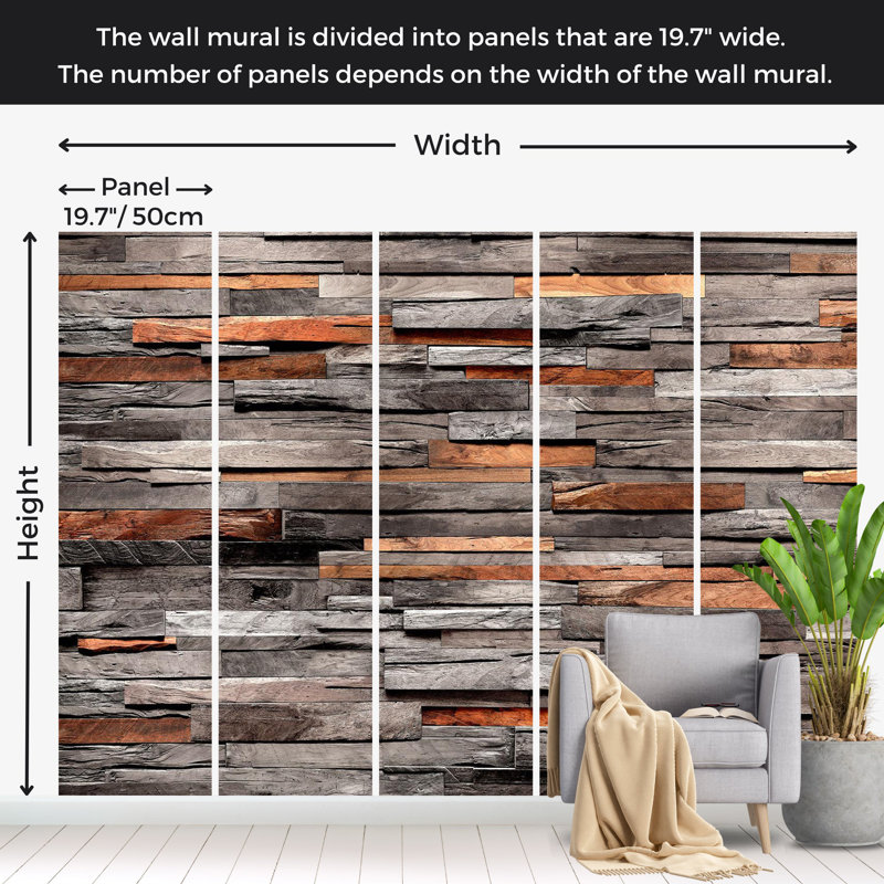 Panneau mural Surface Surface - Combo bois de cèdre, L 177 po x L 124 po