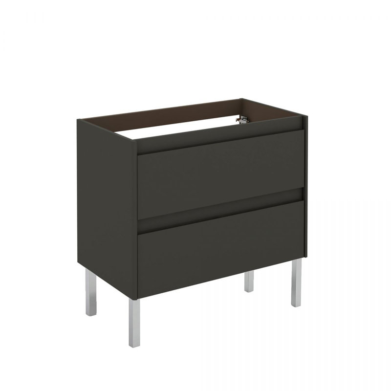 Ambra 32'' Glossy Anthracite Modern Bathroom Vanity with Integrated Ceramic Sink and Mirror