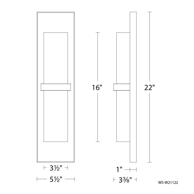 Bandeau Aluminum LED Wall Light, 22" H x 6" W x 3.38" D, 4000K