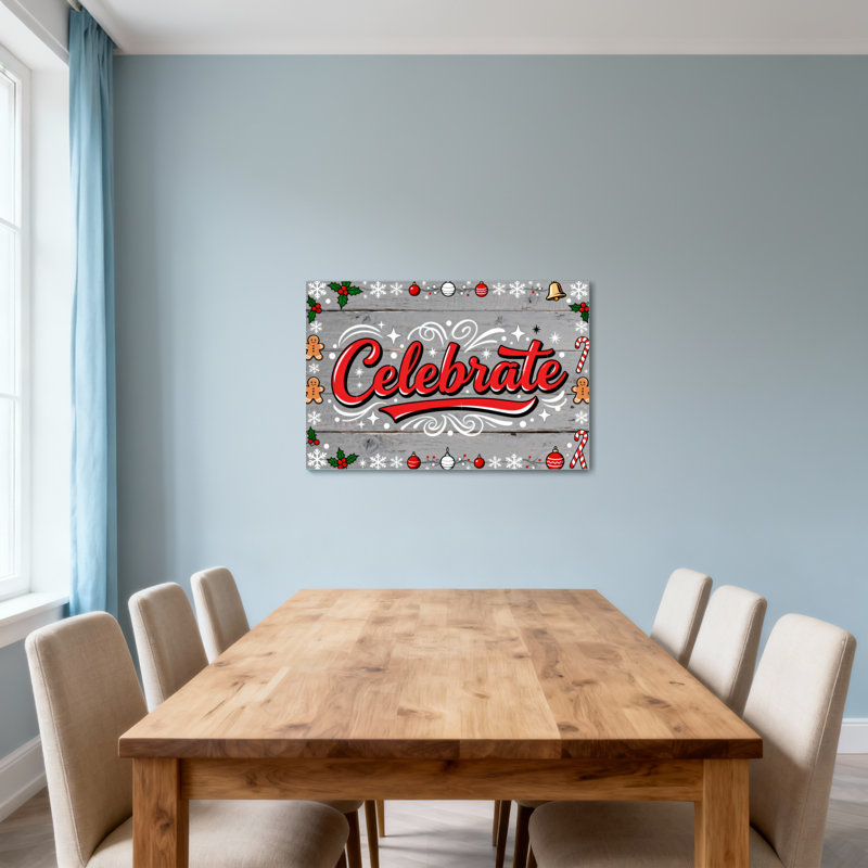 «Christmas Celebrate Christmas», motif de bois décoratif, H 12 po x l 18 po