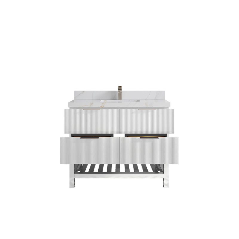 Meuble-lavabo simple 42 po avec plateau en quartz Catalina