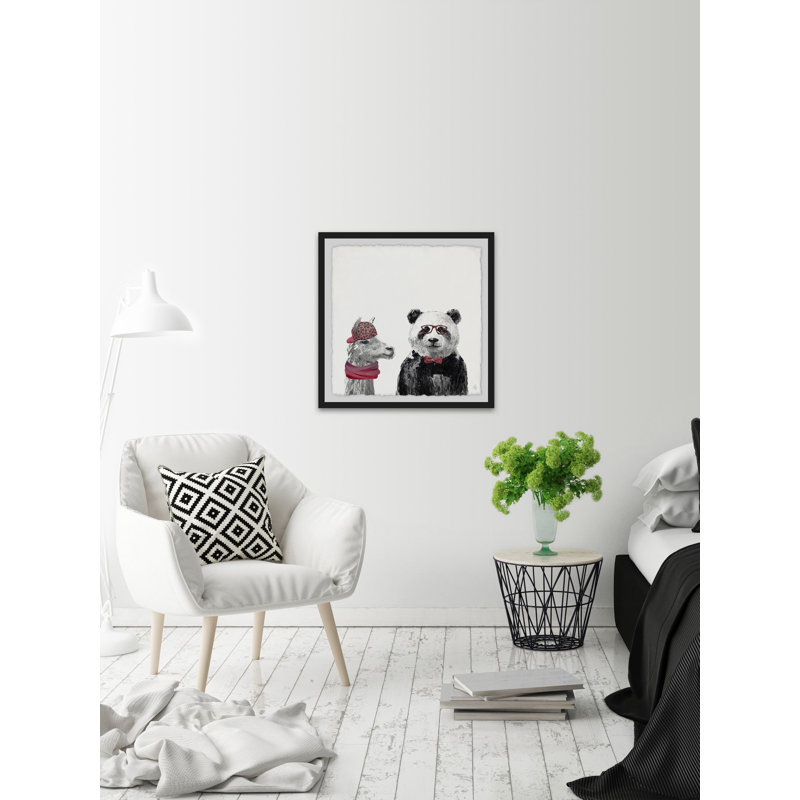 «Panda and Llama» par Alexandro, reproduction encadrée, H 32 po x l 32 po x P 1,5 po