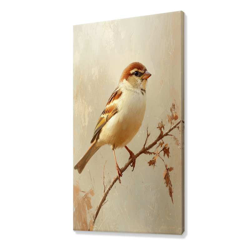 Krupa Curious Moineau I - oiseau, art mural, H 60 po x l 28 po, Toile tendue, Ne s’applique pas