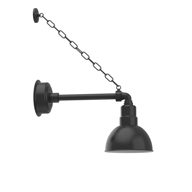 Luminaire de grange d’extérieur à del Dipkarpaz, H 12 po x l 8 po x P 22 po, Noir mat