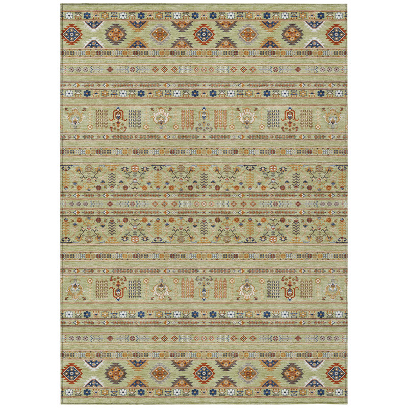 Machine Washable Indoor/Outdoor Boruta ACN2244 Navajo Rug, Rectangle 8' x 10'