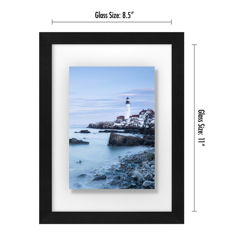 Black Engineered Wood Floating Picture Frame with Polished Glass